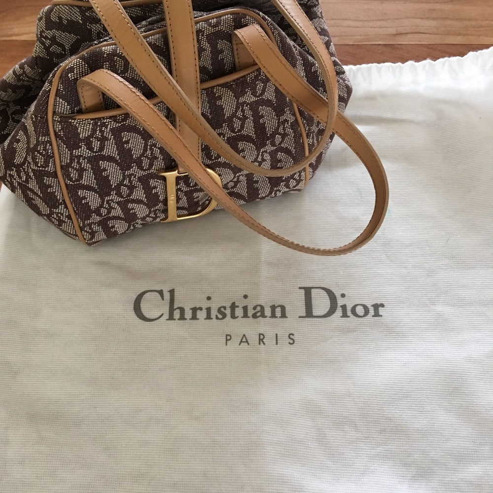 Christian Dior tan logo kangaroo bag